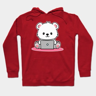 Cartoon Polar Bear on Computer Hoodie